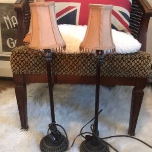 Vintage pair of Lamps with beaded shades